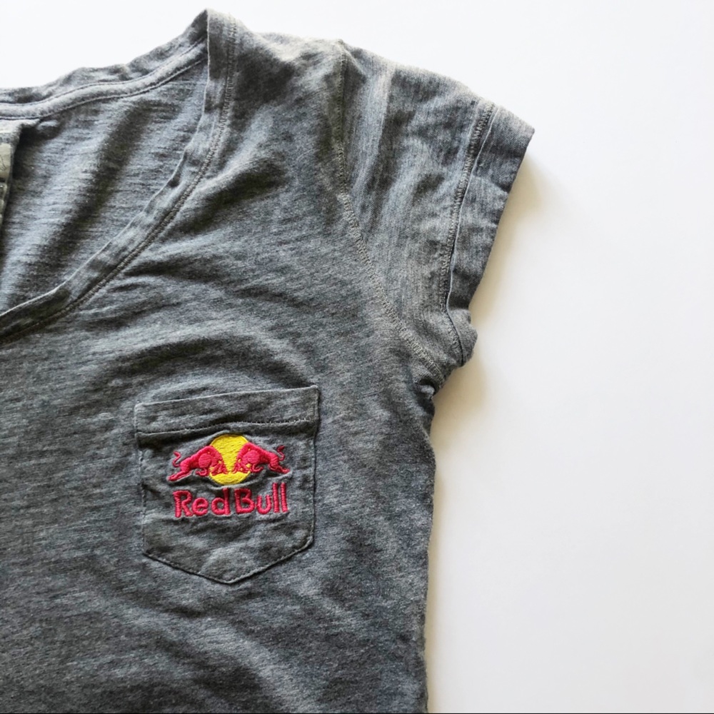 Grey V-Neck // Red Bull